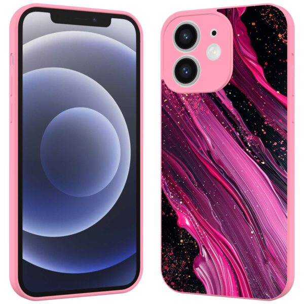 paars roze marmer opdruk_iPhone 12 Telefoonhoesje met roze rand (2)