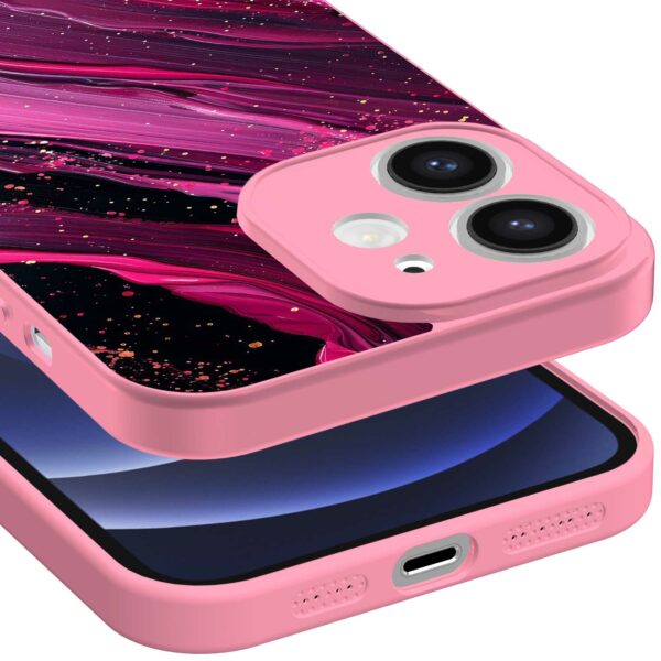paars roze marmer opdruk_iPhone 12 Telefoonhoesje met roze rand (3)