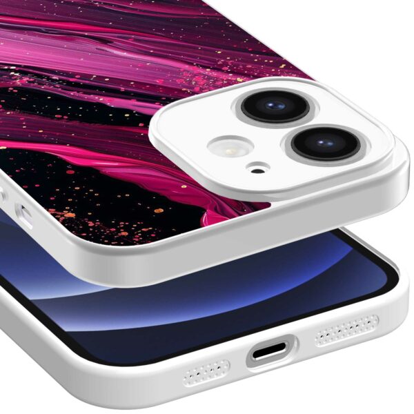 paars roze marmer opdruk_iPhone 12 Telefoonhoesje met witte rand (3)