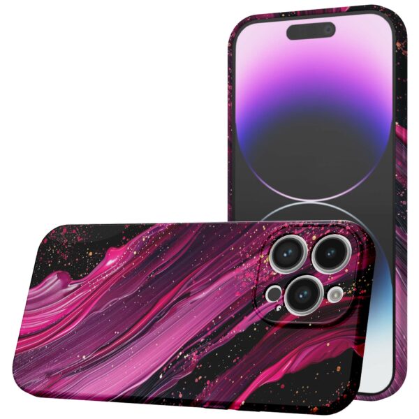 paars roze marmer opdruk_iPhone 14 Pro Max telefoonhoesje met volledige rondom bedrukking (1)
