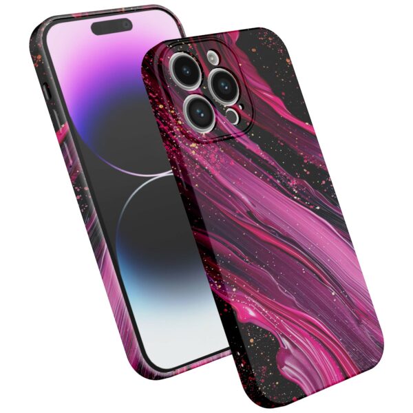 paars roze marmer opdruk_iPhone 14 Pro Max telefoonhoesje met volledige rondom bedrukking (2)
