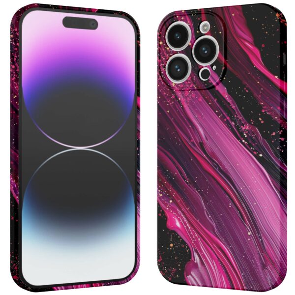 paars roze marmer opdruk_iPhone 14 Pro Max telefoonhoesje met volledige rondom bedrukking (3)