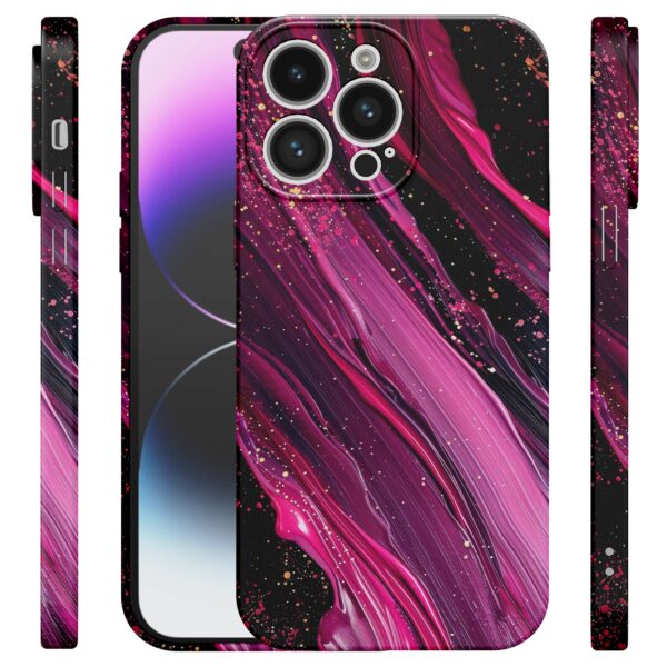 paars roze marmer opdruk_iPhone 14 Pro Max telefoonhoesje met volledige rondom bedrukking (4)