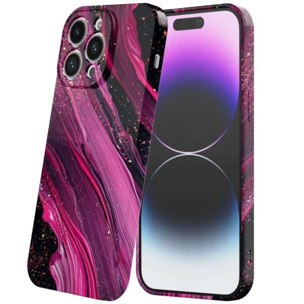 paars roze marmer opdruk_iPhone 14 Pro Max telefoonhoesje met volledige rondom bedrukking (6)