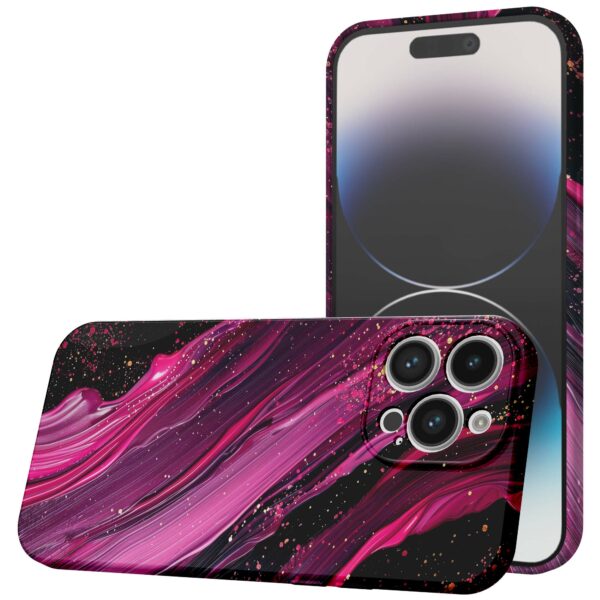 paars roze marmer opdruk_iPhone 14 Pro telefoonhoesje met volledige rondom bedrukking (1)