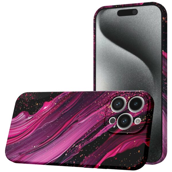 paars roze marmer opdruk_iPhone 15 Pro telefoonhoesje met volledige rondom bedrukking (1)