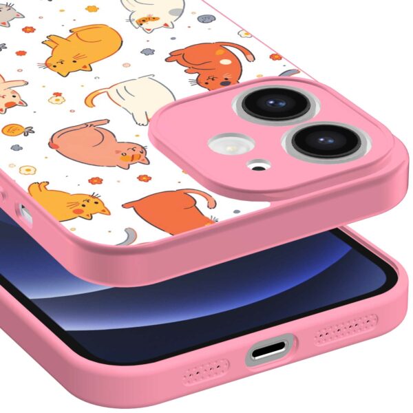 poezen opdruk_iPhone 12 Telefoonhoesje met roze rand (3)
