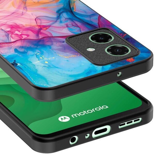 regenboog acryl marmer opdruk_Motorola Moto G54 telefoonhoesje (3)