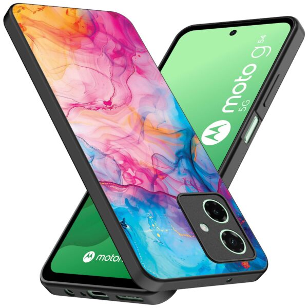 regenboog acryl marmer opdruk_Motorola Moto G54 telefoonhoesje