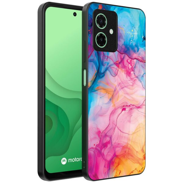 regenboog acryl marmer opdruk_Motorola Moto G54 telefoonhoesje met
