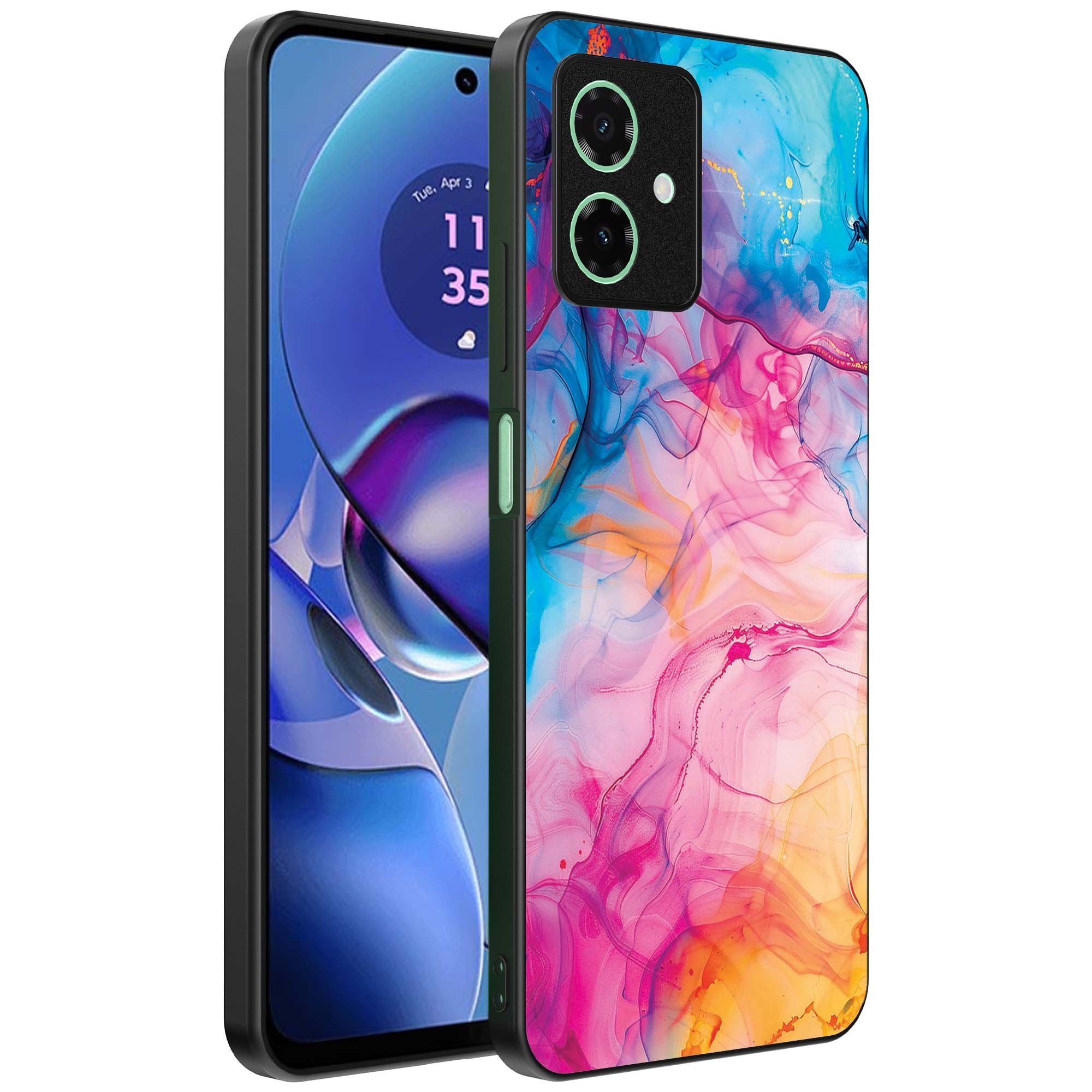 regenboog acryl marmer opdruk_Motorola Moto G64 telefoonhoesje (1)