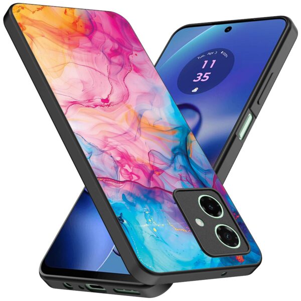 regenboog acryl marmer opdruk_Motorola Moto G64 telefoonhoesje (2)