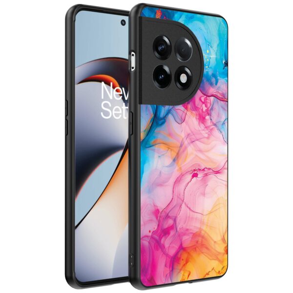 regenboog acryl marmer opdruk_OnePlus 11R Telefoonhoesje (1)