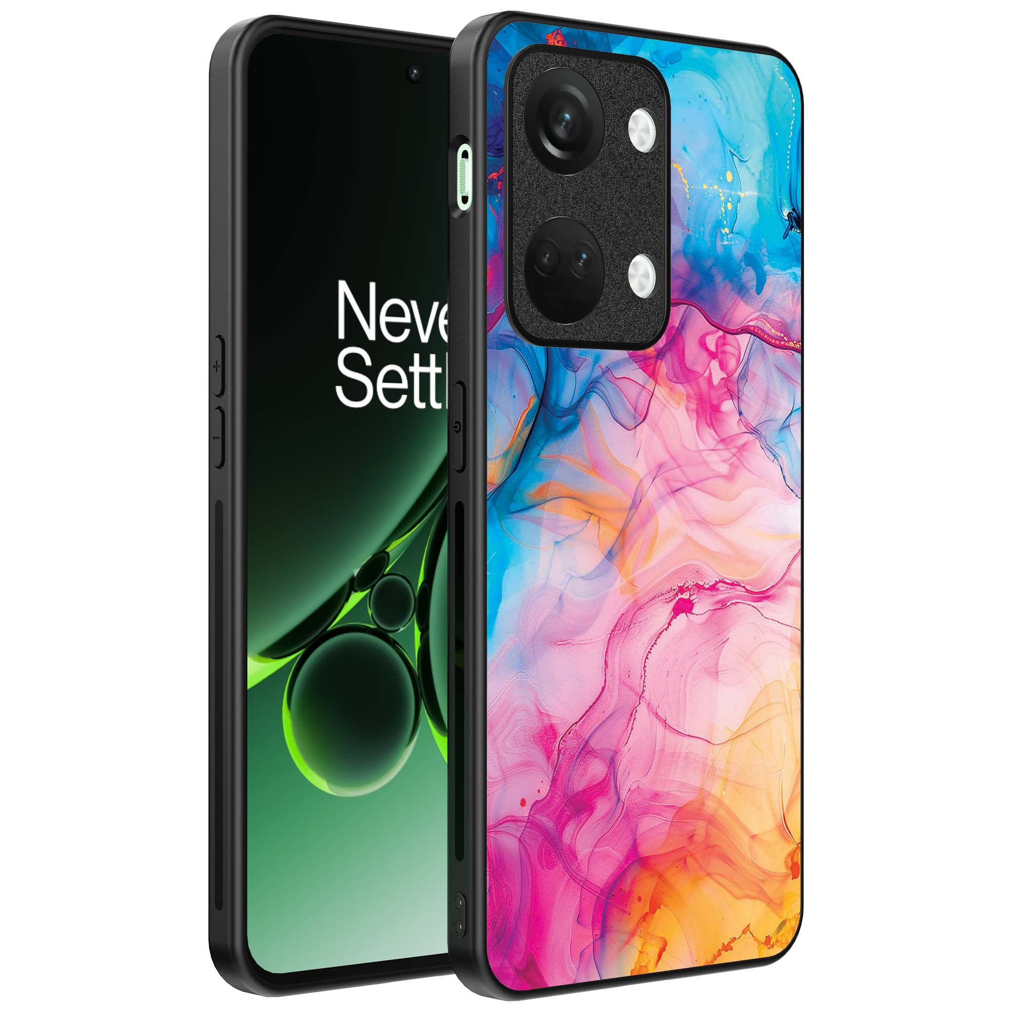 regenboog acryl marmer opdruk_OnePlus Nord 3 Telefoonhoesje (1)
