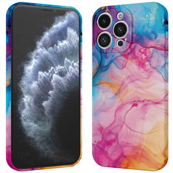 regenboog acryl marmer opdruk_iPhone 11 Pro telefoonhoesje met volledige rondom bedrukking (3)