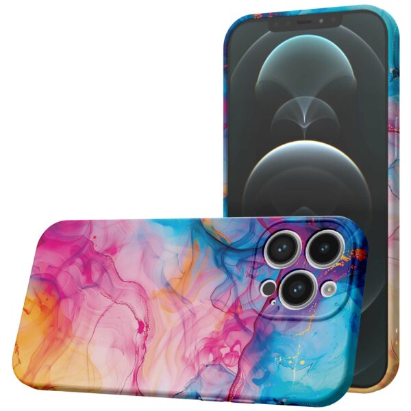 regenboog acryl marmer opdruk_iPhone 12 Pro Max telefoonhoesje met volledige rondom bedrukking (1)