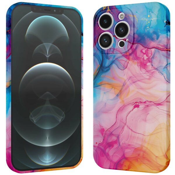 regenboog acryl marmer opdruk_iPhone 12 Pro Max telefoonhoesje met volledige rondom bedrukking (3)