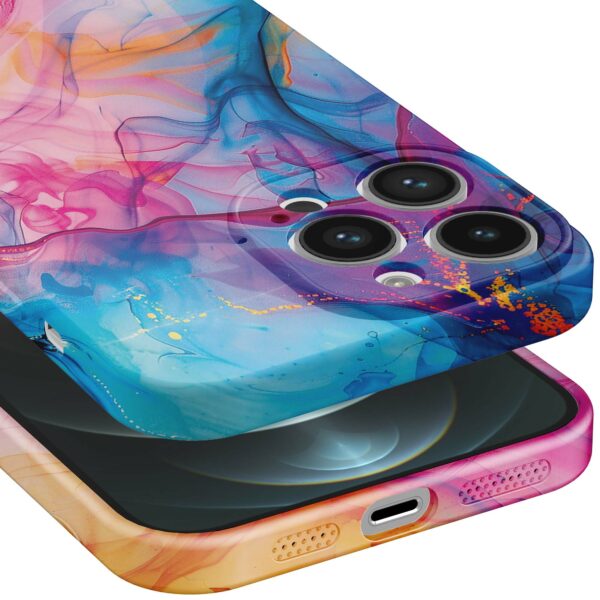 regenboog acryl marmer opdruk_iPhone 12 Pro Max telefoonhoesje met volledige rondom bedrukking (5)
