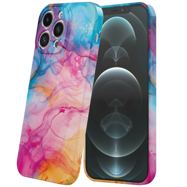 regenboog acryl marmer opdruk_iPhone 12 Pro Max telefoonhoesje met volledige rondom bedrukking (6)