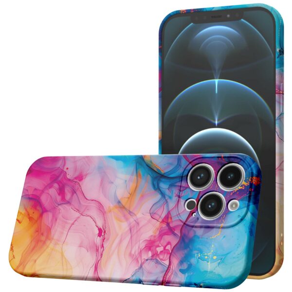 regenboog acryl marmer opdruk_iPhone 12 Pro telefoonhoesje met volledige rondom bedrukking (1)
