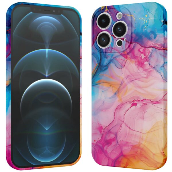 regenboog acryl marmer opdruk_iPhone 12 Pro telefoonhoesje met volledige rondom bedrukking (3)