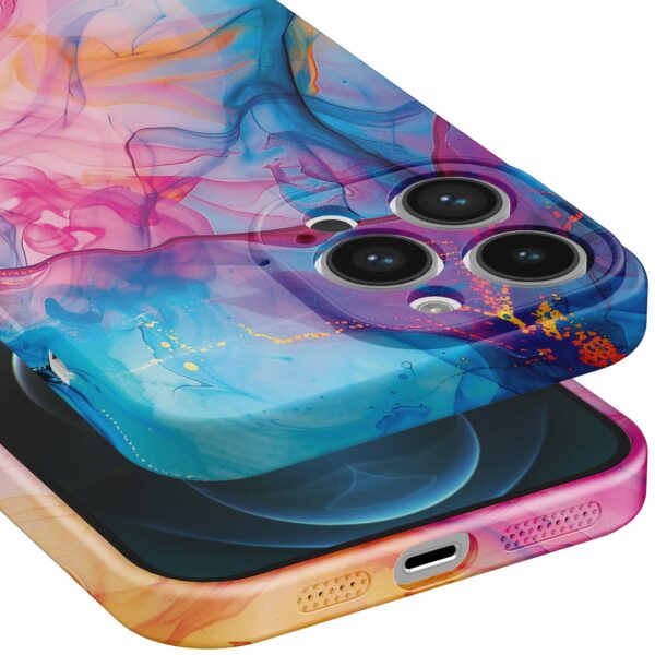 regenboog acryl marmer opdruk_iPhone 12 Pro telefoonhoesje met volledige rondom bedrukking (5)