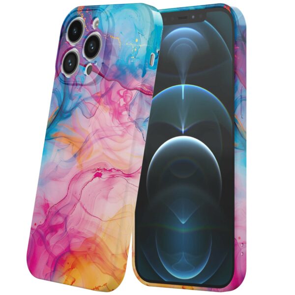 regenboog acryl marmer opdruk_iPhone 12 Pro telefoonhoesje met volledige rondom bedrukking (6)