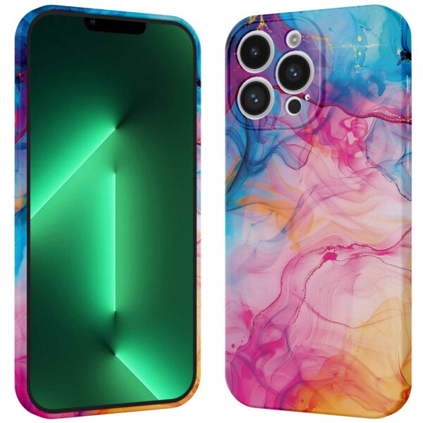 regenboog acryl marmer opdruk_iPhone 13 Pro Max telefoonhoesje met volledige rondom bedrukking (3)