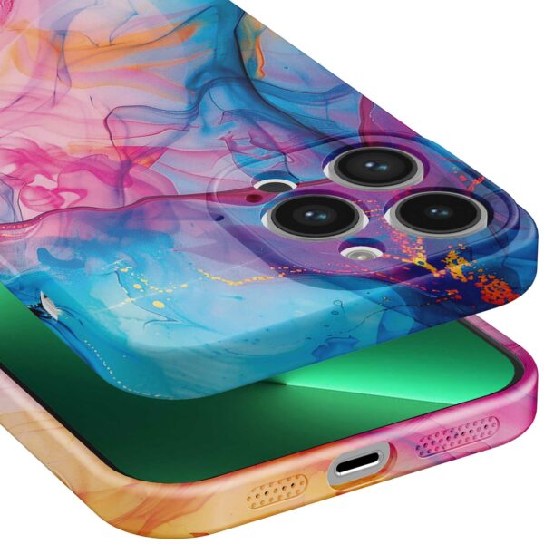 regenboog acryl marmer opdruk_iPhone 13 Pro Max telefoonhoesje met volledige rondom bedrukking (5)