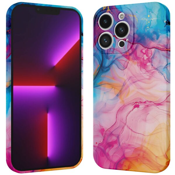 regenboog acryl marmer opdruk_iPhone 13 Pro telefoonhoesje met volledige rondom bedrukking (3)