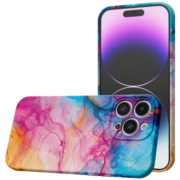 regenboog acryl marmer opdruk_iPhone 14 Pro Max telefoonhoesje met volledige rondom bedrukking (1)