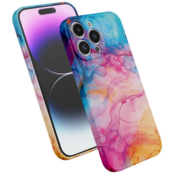 regenboog acryl marmer opdruk_iPhone 14 Pro Max telefoonhoesje met volledige rondom bedrukking (2)