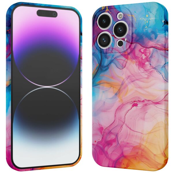 regenboog acryl marmer opdruk_iPhone 14 Pro Max telefoonhoesje met volledige rondom bedrukking (3)