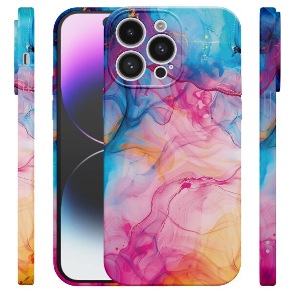 regenboog acryl marmer opdruk_iPhone 14 Pro Max telefoonhoesje met volledige rondom bedrukking (4)