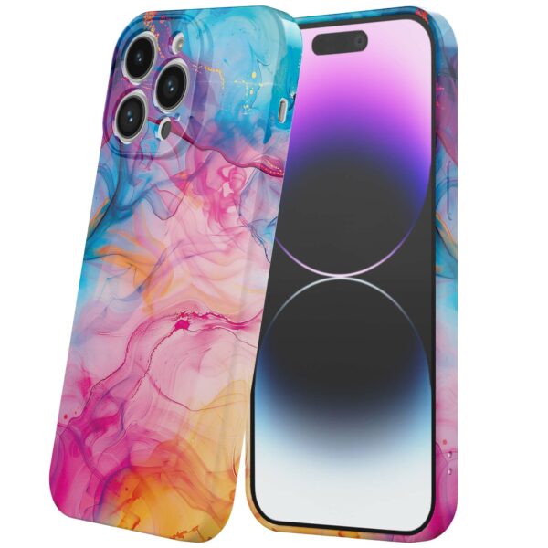 regenboog acryl marmer opdruk_iPhone 14 Pro Max telefoonhoesje met volledige rondom bedrukking (6)