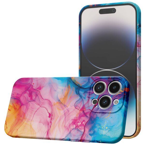 regenboog acryl marmer opdruk_iPhone 14 Pro telefoonhoesje met volledige rondom bedrukking (1)