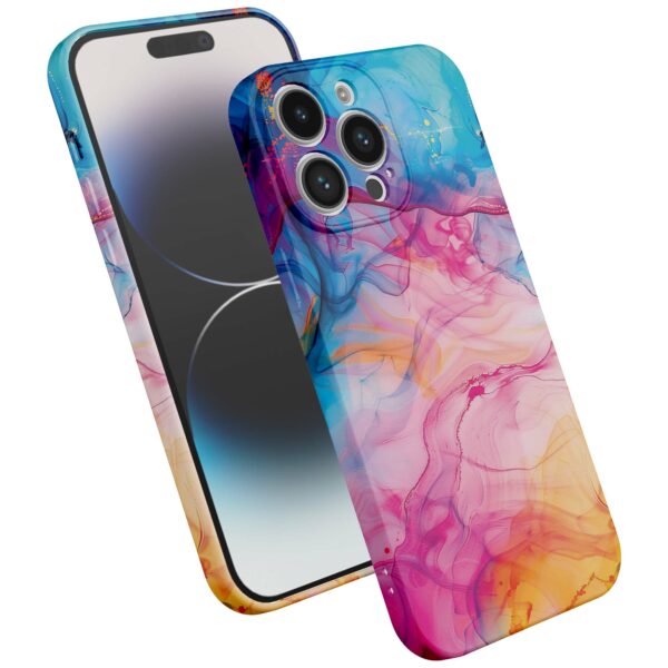 regenboog acryl marmer opdruk_iPhone 14 Pro telefoonhoesje met volledige rondom bedrukking (2)