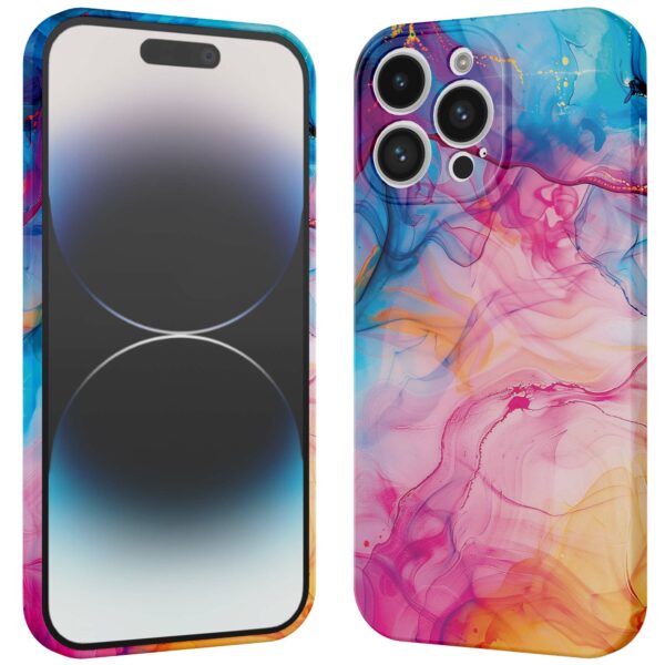 regenboog acryl marmer opdruk_iPhone 14 Pro telefoonhoesje met volledige rondom bedrukking (3)