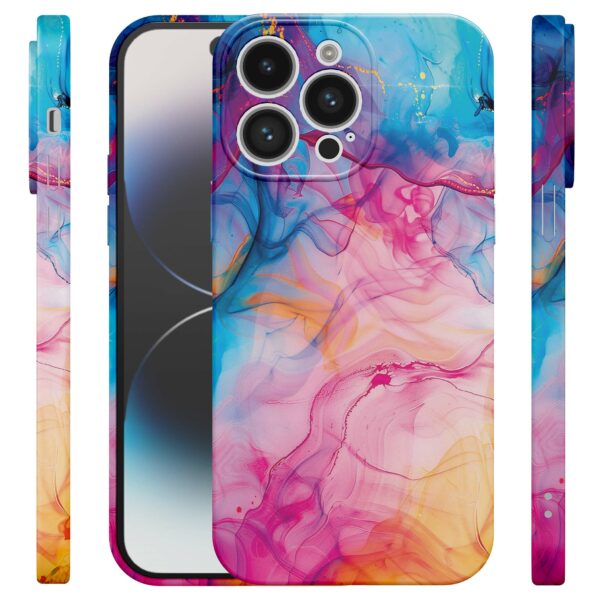 regenboog acryl marmer opdruk_iPhone 14 Pro telefoonhoesje met volledige rondom bedrukking (4)