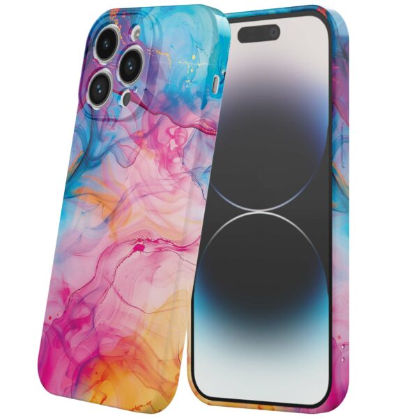 regenboog acryl marmer opdruk_iPhone 14 Pro telefoonhoesje met volledige rondom bedrukking (6)
