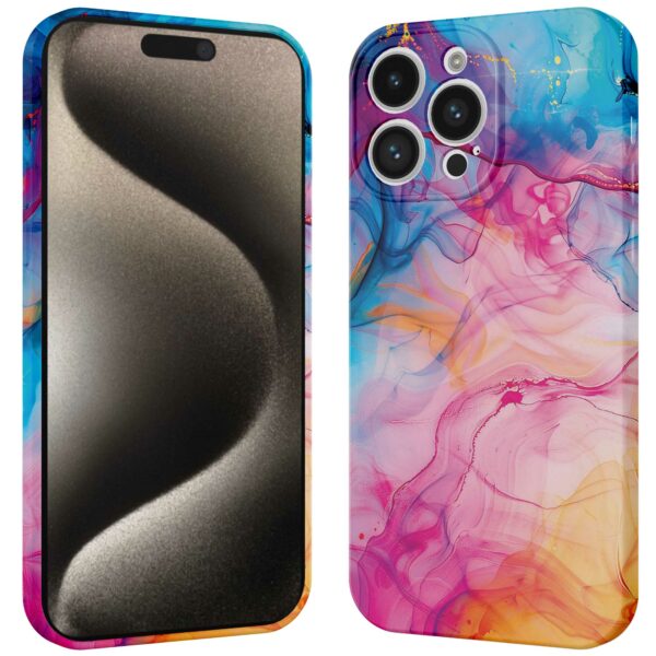 regenboog acryl marmer opdruk_iPhone 15 Pro Max telefoonhoesje met volledige rondom bedrukking (3)
