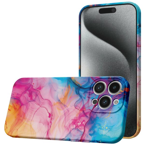 regenboog acryl marmer opdruk_iPhone 15 Pro telefoonhoesje met volledige rondom bedrukking (1)