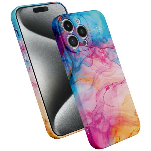 regenboog acryl marmer opdruk_iPhone 15 Pro telefoonhoesje met volledige rondom bedrukking (2)