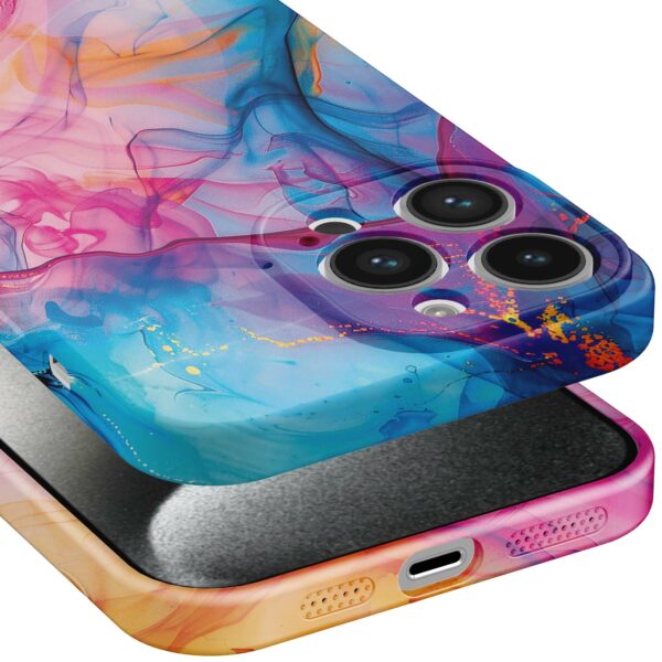 regenboog acryl marmer opdruk_iPhone 15 Pro telefoonhoesje met volledige rondom bedrukking (5)