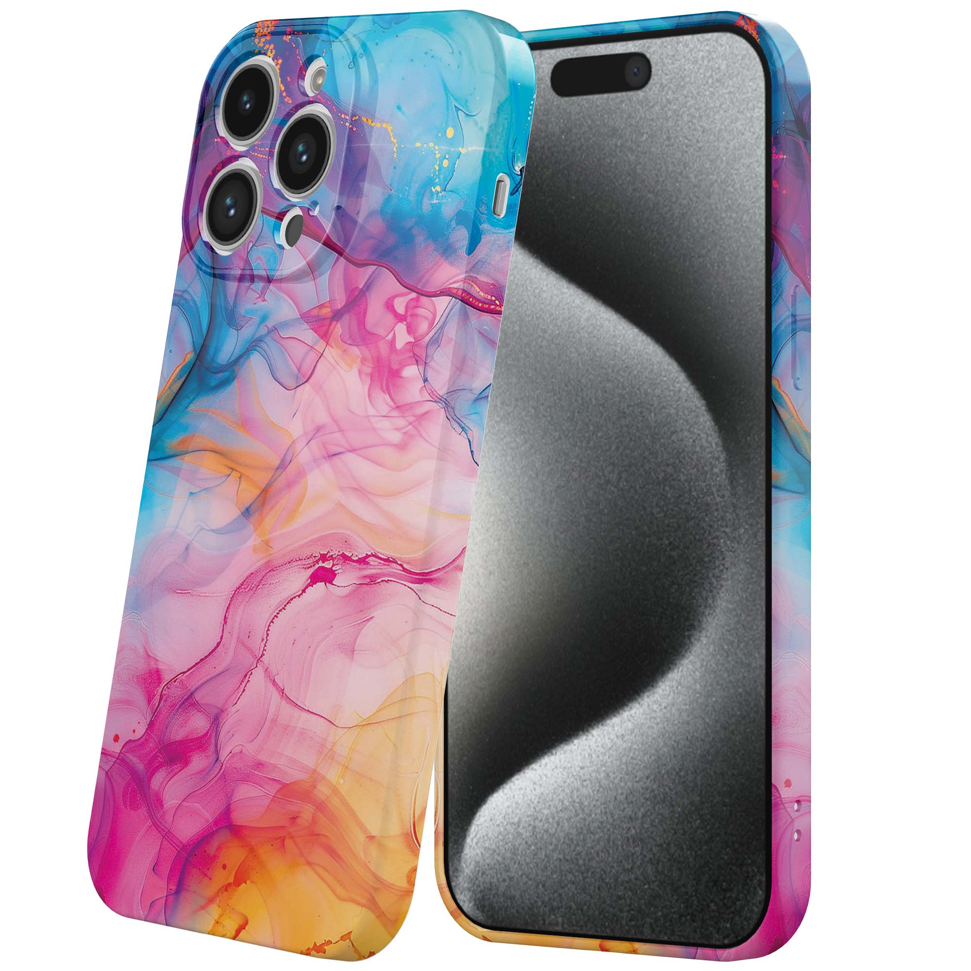 regenboog acryl marmer opdruk_iPhone 15 Pro telefoonhoesje met volledige rondom bedrukking (6)