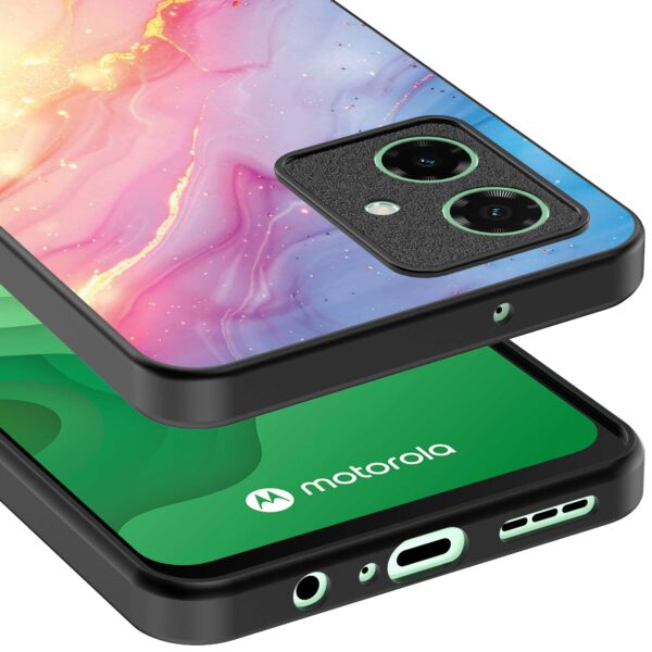 regenboog glitter marmer opdruk_Motorola Moto G54 telefoonhoesje (3)