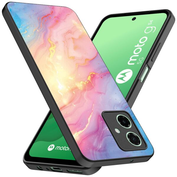 regenboog glitter marmer opdruk_Motorola Moto G54 telefoonhoesje