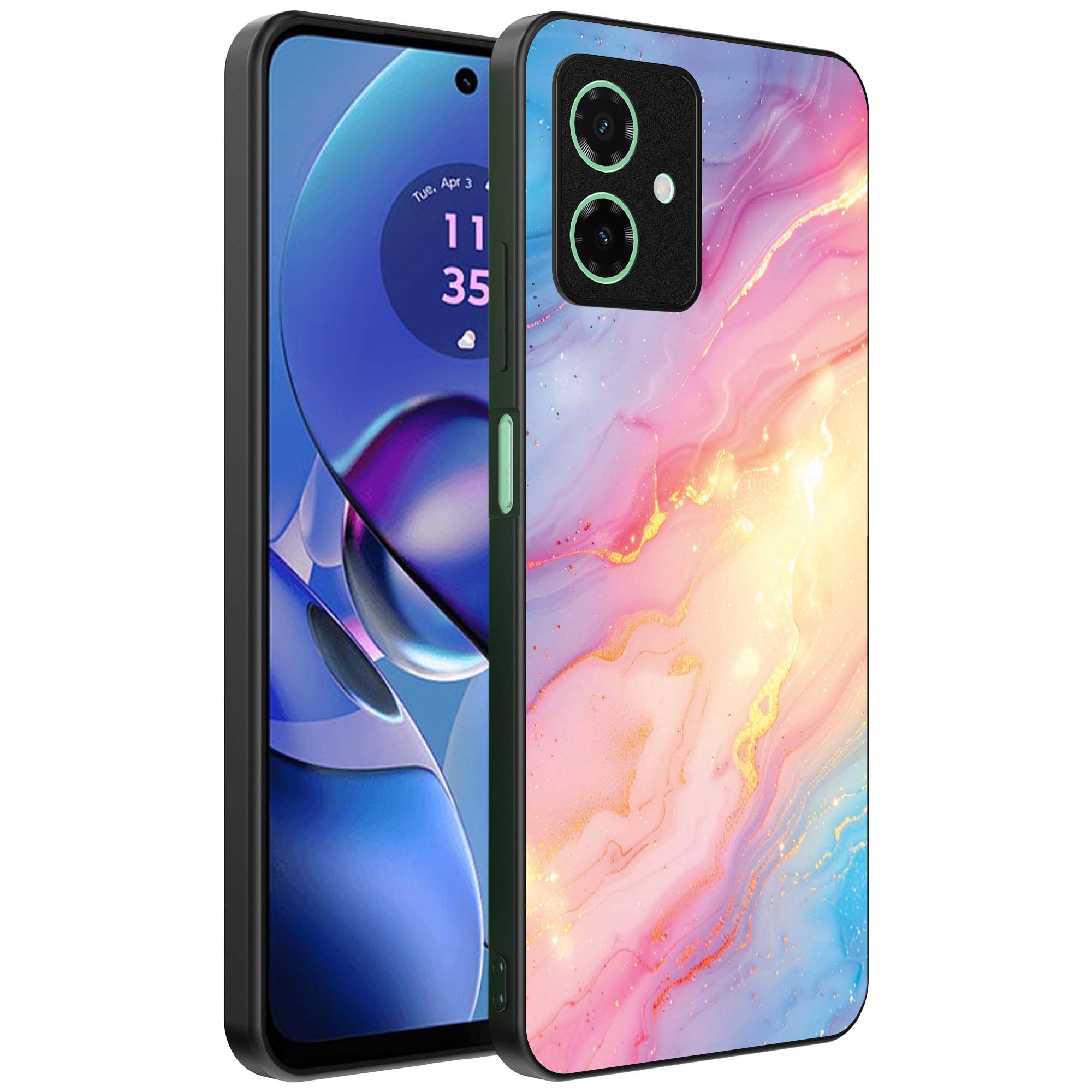 regenboog glitter marmer opdruk_Motorola Moto G64 telefoonhoesje (1)