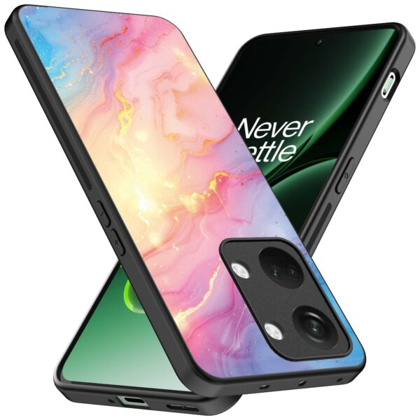 regenboog glitter marmer opdruk_OnePlus Nord 3 Telefoonhoesje (2)