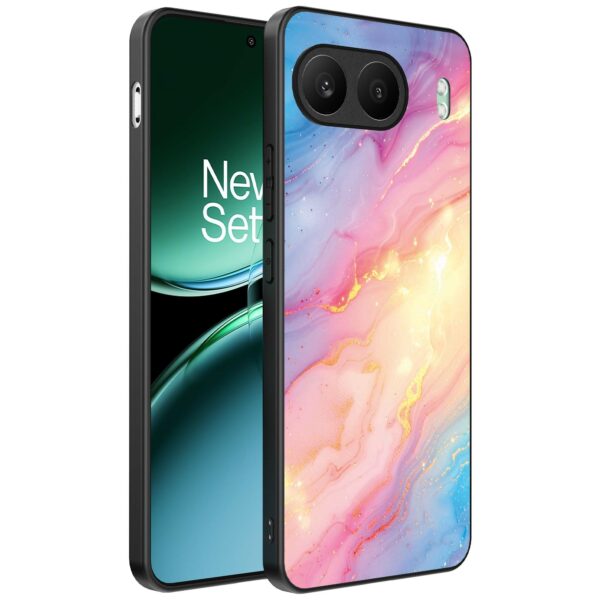 regenboog glitter marmer opdruk_OnePlus Nord 4 Telefoonhoesje (1)